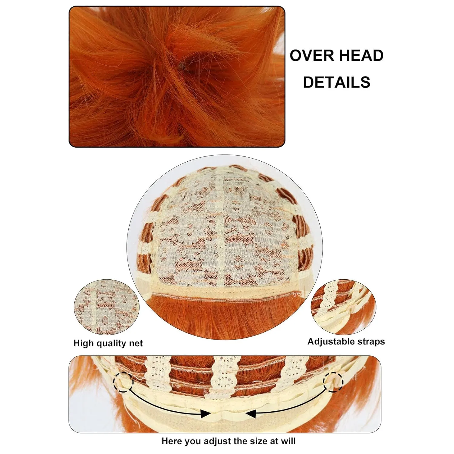 JoneTing Hinata Wig?? Hair Cap?? Short Orange Spiky Wig with Bangs Men's Wavy Orange Wigs Hinata Cosplay Costume Hair Oranging Spiky Hairs with Bangs Cosplay Halloween Theme Party Costume Outfit