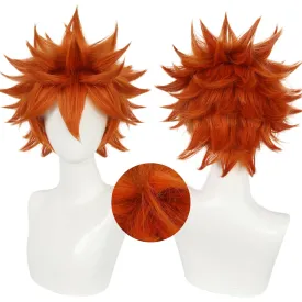 JoneTing Hinata Wig?? Hair Cap?? Short Orange Spiky Wig with Bangs Men's Wavy Orange Wigs Hinata Cosplay Costume Hair Oranging Spiky Hairs with Bangs Cosplay Halloween Theme Party Costume Outfit