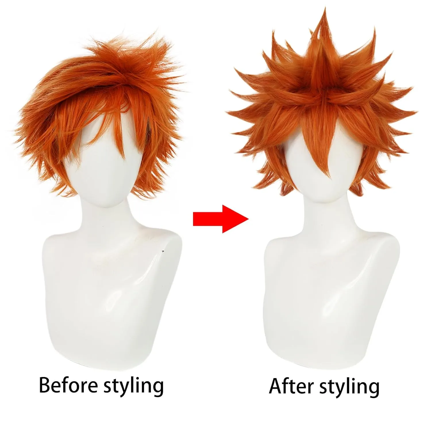 JoneTing Hinata Wig?? Hair Cap?? Short Orange Spiky Wig with Bangs Men's Wavy Orange Wigs Hinata Cosplay Costume Hair Oranging Spiky Hairs with Bangs Cosplay Halloween Theme Party Costume Outfit