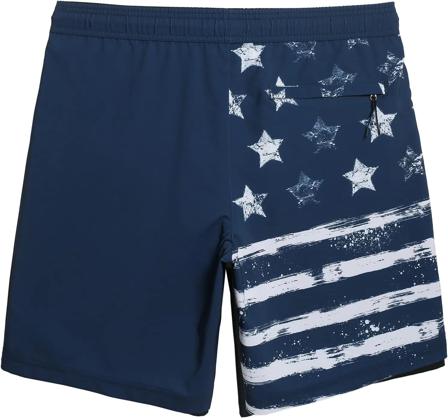 maamgic Mens Swim Trunks 9 Inch with Mesh Lining Bathing Suit Stretch Board Shorts with Zip Pockets for Swimming Shark