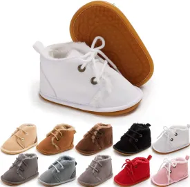 Meckior Baby Booties Newborn Infant Unisex Baby Girls Boys Velvet Rubber Anit-Slip Sole Shoes Toddler Fleece Cozy Winter Warm Prewalker Boots
