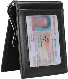 RFID Men's Leather Slim Bifold Money Clip Wallet Front Pocket Credit Card Holder
