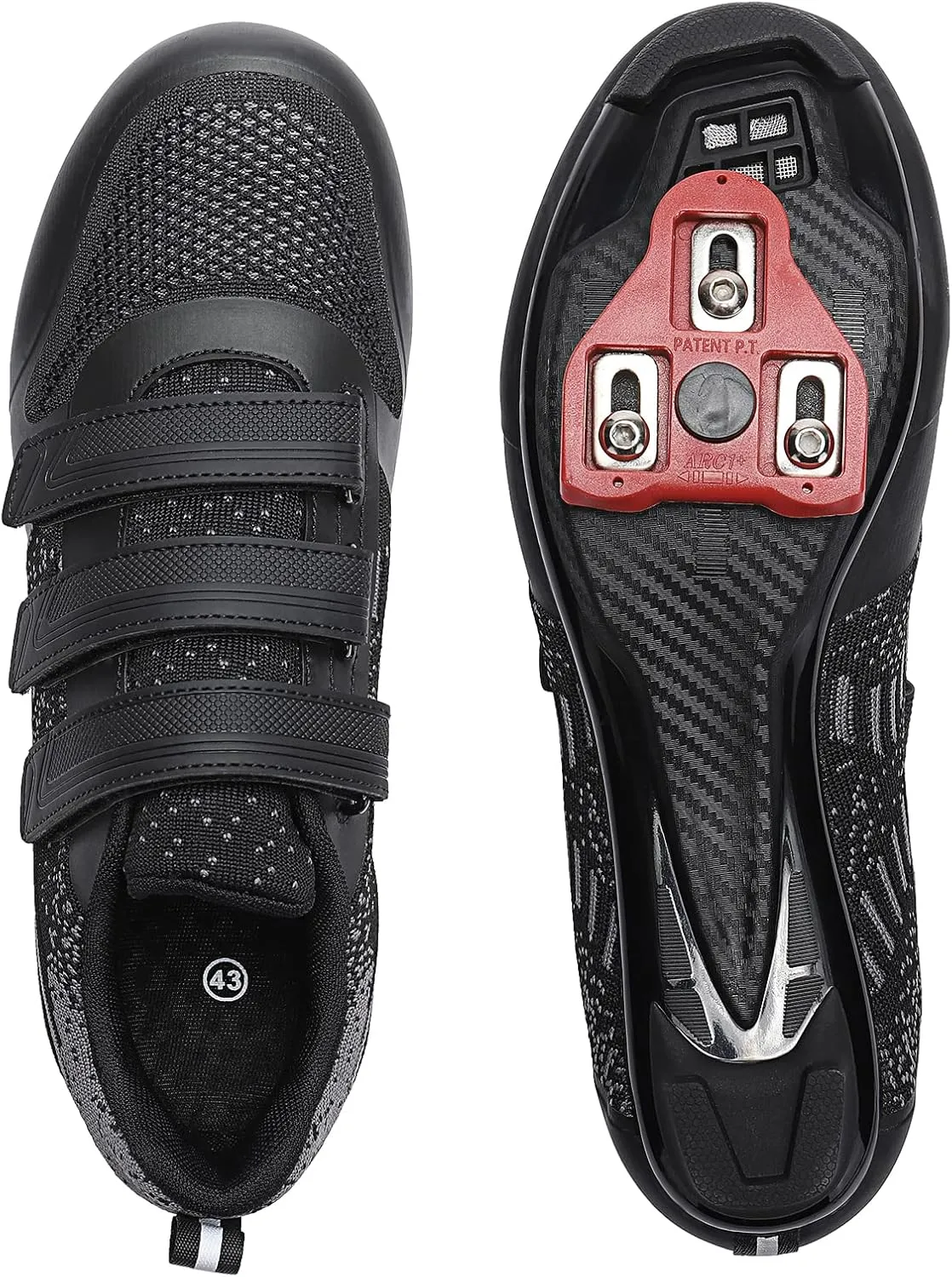 Unisex Road Bike Cycling Shoes Compatible with Peloton Shimano SPD Bike Riding Shoes for Men Women, 3 Straps, Pre-Installed Delta Cleats for Indoor Outdoor Cycling Biking